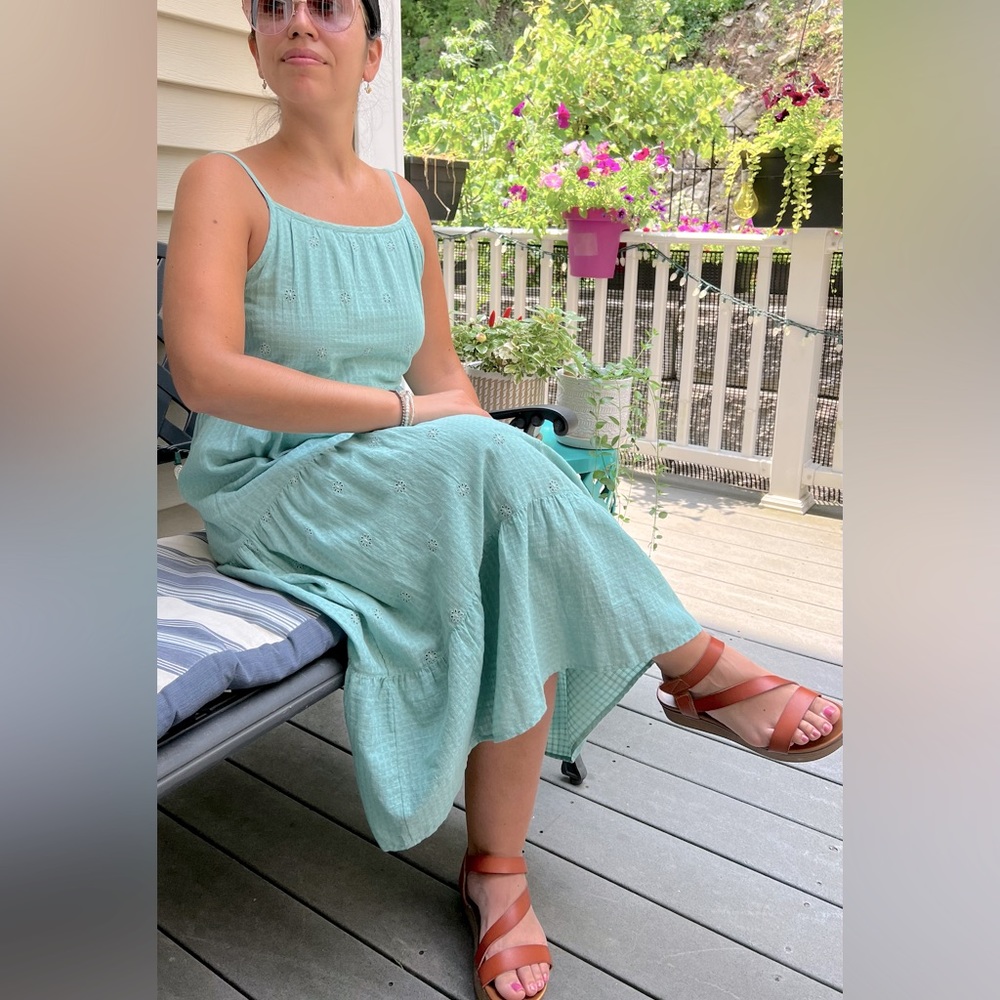 CAT & JACK/SUMMERTIME /Size XXL Girl / S-M Women- TEAL EYELET TIERES DRESS - Picture 2 of 14